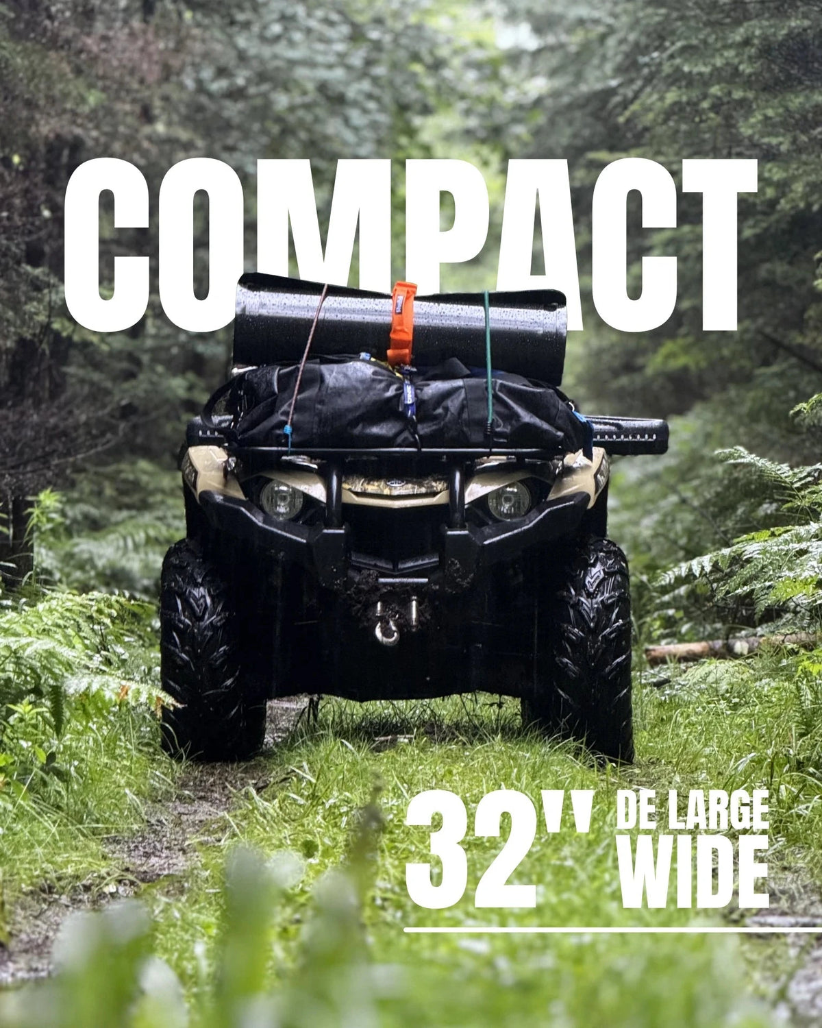 KØLTR GameSled™ by KØLTR — Showcased on an ATV, in the wood with the bold mention "COMPACT" & 32" wide
